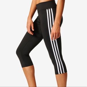 ADIDAS Climalite Three - Striped Capri Leggings